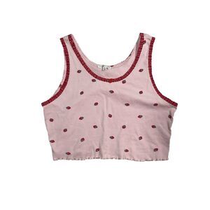 Love & Lazy Days Strawberry Tank Top XL Coquette Soft Girl Aesthetic Lace